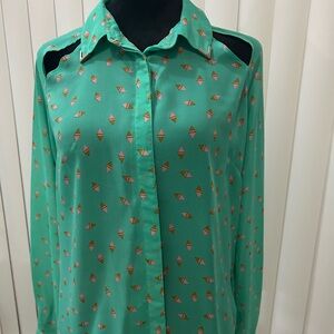 Romeo & Juliet Couture Green Long Sleeve Button Down Shirt